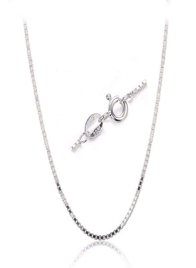BQfife 925 Sterling Silver Designer Chain 0.8MM Delicate Italian Box Chain - Super Thin & Strong Lovely Necklaces (20) - Image 1